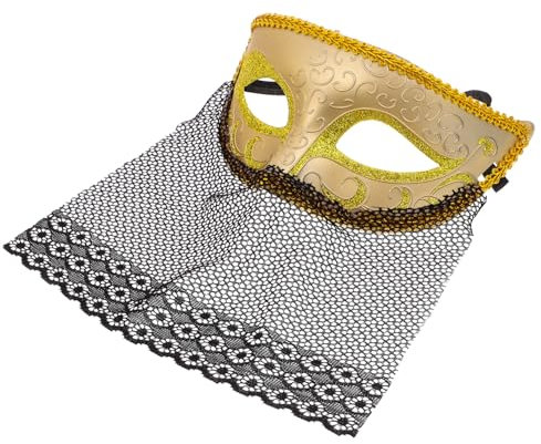 MUCKLILY Masque Demi Face Voile Dentelle pour Masquerade Performances Théâtrales Accessoire Élégant pour Halloween Costumes