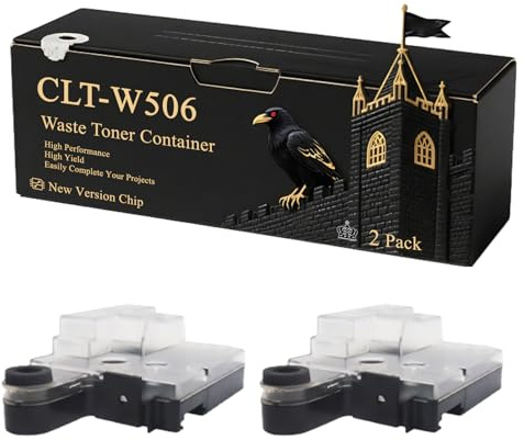 CLT-W506 Waste Toner Container Compatible for Samsung CLP-680DW CLP-680ND CLX-6260FR CLX-6260FW Printers, With Chip, 14000 Pages, Vibrant Colours (2-Pack Black)