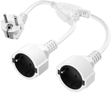 Doppelstecker für Steckdose Steckdosenadapter 2Fach Verlängerungskabel Steckdosen Mehrfachsteckdose Doppelsteckdose für Steckdose mit Flexible Kable für Haus Büro Küche,250V 16A,Weiß (3-B)