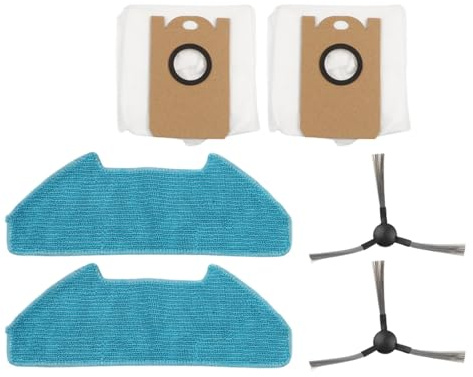 Kit de trapo de fregona de repuesto, bolsas y cepillo lateral para aspiradora robot Redkey R10, juego de limpieza 3 en 1 con almohadillas de microfibra, bolsas para el polvo y cepillos resistentes