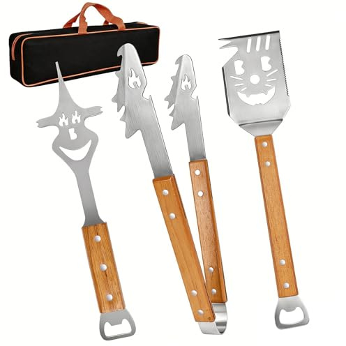 3 Pezzi Set Accessori Barbecue Professionale,Kit Barbecue con Portatile Valigetta,Acciaio Inossidabile e Maniglia in Legno,Utensili Barbecue per Campeggio,Picnic,Regalo Uomo (Kit Barbecue 3 Pezzi)