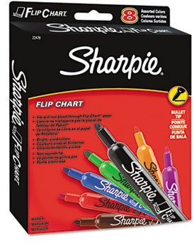 6 Pack Flip Chart Markers, Bullet Tip, Eight Colors, 8/Set by SANFORD INK (Catalog Category: Paper, Pens & Desk Supplies / Markers)