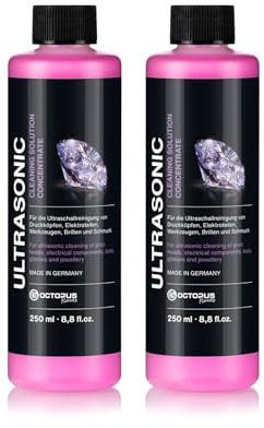 OCTOPUS Special Ultrasonic Cleaner, concentrado para uso en limpiador ultrasónico, limpiador de gafas, limpiador higiénico de joyas 2x 250ml (500ml)