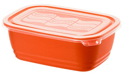 Rotho Eco Mikrowellendose 1l mit Deckel, Kunststoff (PP) BPA-frei, rot/transparent, 1l (19,3 x 13,6 x 7,3 cm)
