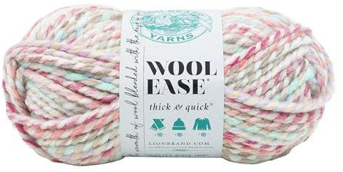 Lion Brand Yarn Wool-Ease Thick & Quick, Super Bulky Wool Blend Yarn for Knitting, Crochet, and Crafts, Carousel, 1 Pack