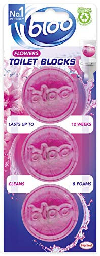 Bloo In Cistern Triple Blocks Rose with Long Lasting Anti-Limescale Cleaning, Foaming & Pink Water Technology