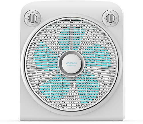 Cecotec Ventilateur de Sol EnergySilence 6000 PowerBox White. 5 Pales de 12 (30cm) de Diamètre, 3 Vitesses, Moteur en Cuivre, Grille Rotative, Minuterie de 2 h, 50 W.