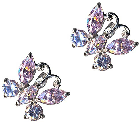 OHRRINGE Schmetterlinge/Echt Silber 925 mit Zirkonia/Jugendstil Design/Steinfarbe: transparent Lavendel/modern cool trendy hip/Online Shop Schmuck kaufen / 58056