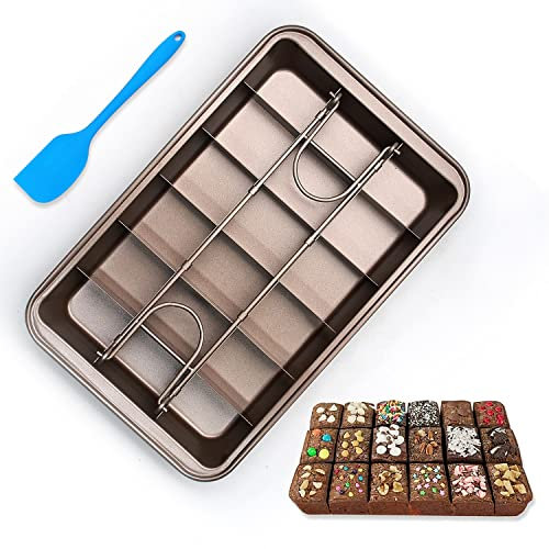 MYSENLAN Brownie Pan with Dividers，Nonstick Carbon Steel Baking Loaf Pan Baking Pan Baking Pan，18 Pre-Cut Square Molds for Brownie Bite, Cake, Fudges and Chocolate