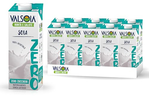 Valsoia - Bevanda Soya Zero Zuccheri, Box da 10 Tetra Brick da 1000 ml, 100% Vegetale, Senza Lattosio e Glutine, Ricco di Proteine Vegetali, Ideale anche per Vegani, Vegetariani e Celiaci