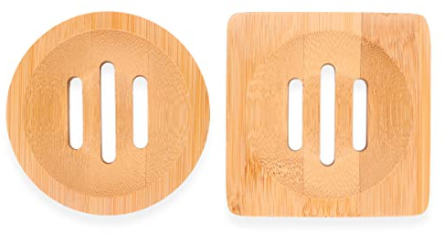 ANCLLO Tiardey, 2 uds, jabonera de Madera Natural a Mano, Soporte de Almacenamiento de jabonera Cuadrada y Redonda para Accesorios de baño para el hogar