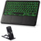 Teclado Bluetooth con Ratón Touchpad y Retroiluminación LED 11 Colores, QWERTY Español Inalámbrico Teclado para Tableta Compatible con Smart Fire TV Box iPad Smartphone Mac PC Portátil (con soporte)