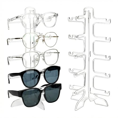 QWORK® Lot de 2 Supports de Lunettes Transparents, Rngement Lunettes pour 5 Paires de Lunettes de Soleil