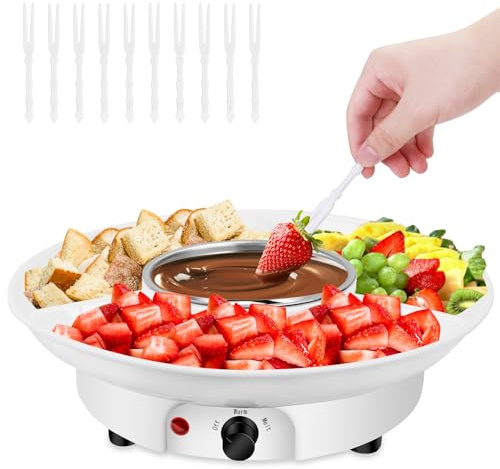 8.79oz MINI Electric Chocolate Melting Pot,Melting Fondue Set with 4PCS Forks,Cute Chocolate Fondue Fountain,Warmer Machine for Milk Chocolate,Cheese,Butter,Candy