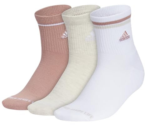 adidas Cushioned Sport High Quarter Socks (3-Pair) Above The Ankle Height with Arch Compression For A Secure Fit Calzino per stanze alte, Rosa Tono Caldo/Allumina/Bianco, M (confezione da 3) Uomini,