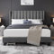 Yaheetech King Bed Frame, Upholstered Platform Bed with Channel Tufted Headboard & Wing Side, Wood Slat Support, Mattress Foundation, No Box Spring Needed, Noise-free, 5ft King Bed Dark Grey