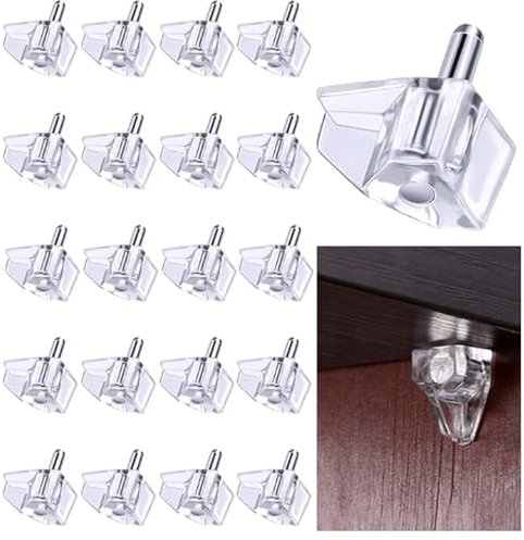 20 Pcs Shelf Pins - 5mm Nickel Shelf Support Pegs for Cabinets & Furniture, Durable Shelf Pegs for Kitchen Cabinets, Bookshelves, and More