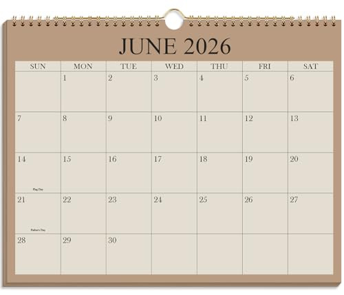Calendar 2026-2027 - 18 Months Wall Calendar from July 2026 to December 2027, 2026-2027 Wall Hanging Calendar Planner with Thick Paper, 8.5 x 11, Beige