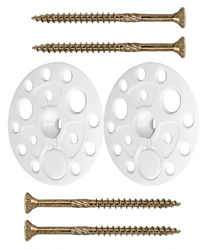 Isoleringsplattor med skruvar 6 x 100 – 100 st. Set brickor 60 mm för fixering och stöd av alla typer av mjuka till medelstora isoleringsplattor och plattor, lastfördelning