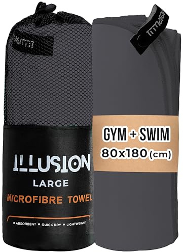 illusion Extra Large Microfibre Swimming Towel (71''L x 32''W)–Compact, Lightweight & Quick Dry Towel-Perfect for Travel, Gym, and Swim Towels Ideal for Post-Workout Showers & After Swimming