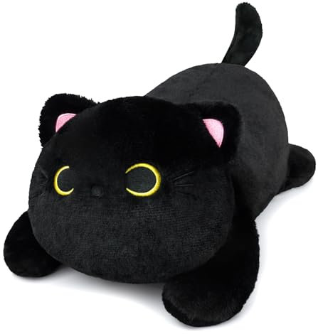 Yamepuia Weighted Stuffed Animal,45cm Schwarze Katze Gewichtskuscheltiere,Kawaii Gewicht Stofftier Katze PlüSchtier,Katze Kuscheltier Geschenke füR Kinder (Schwarze,45cm)