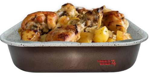 Teglia per friggitrice ad aria e forno, quadrata 20cm alta 5 cm alluminio rivestito effetto pietra cottura perfetta per friggitrici 5-8 litri