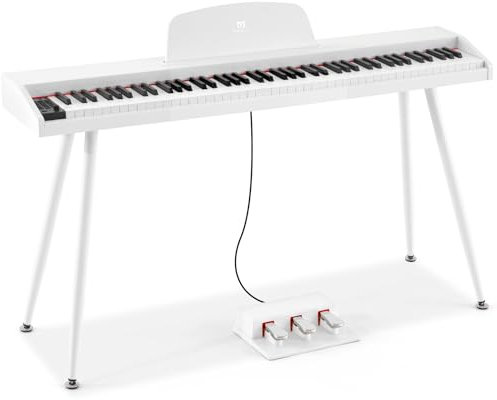 MUSTAR 88 Tasten Digital Piano für Anfänger, Keyboard Piano Volle Größe mit 3 Pedaleinheiten, Portable E-Piano, Home Digital Piano mit MIDI-USB und Ständer, Weiß