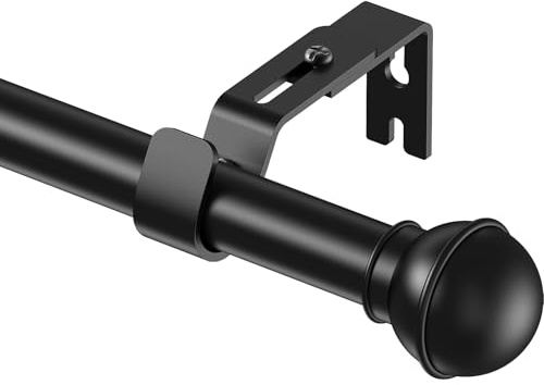 Yeabett Curtain Poles, 80-232cm Adjustable Eyelet Curtain Rod, 22mm Splicing Curtain Pole Set with Brackets for Living Room, Bathroom, Bedroom, Kitchen, Black