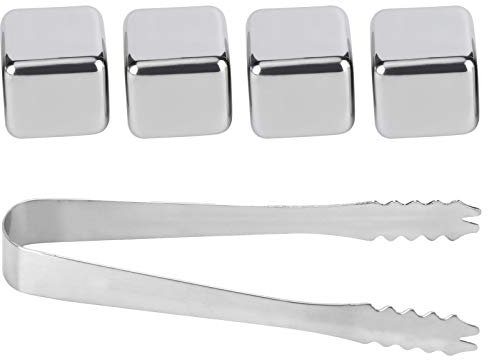 Cubles de glacières en Acier Inoxydable Pertues de Boisson de Refroidissement Rapide pour bière de Whisky, Ensemble réutilisable avec Pince et boîte de Rangement (4 pièces)