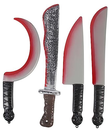 Yardwe 4 Pièces Couteaux Simulés Sanglants Plastique de Accessoires de Fête Halloween pour Décoration et Cosplay