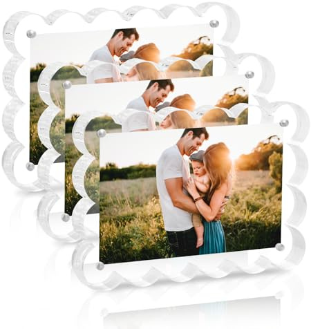 Lot de 3 cadres photo magnétiques double face en acrylique - 10 x 15 cm - Transparents - Sans cadre - Autonome - Pour affichage de bureau