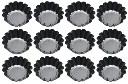 SUPVOX Moldes para Tartaletas y Cupcakes de Hierro Resistentes a Altas Temperaturas, Juego de 12 Piezas para Hornear Tartas, Budines y Postres en Horno Doméstico