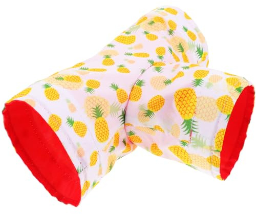 Kichvoe Tunnel pour Hamster Jaune Ananas, Maison Cachette 3 Passages pour Petits Animaux, Tunnel Ludique Solide Odeur, Habitat Confortable pour Cobayes et Écureuils, Accessoire Pratique