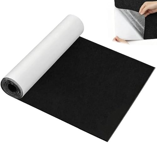 Feltro autoadesivo nero 3 mm, 40 x 220 cm, feltro autoadesivo per camper fai da te, per scatole auto, divano, gambe da tavolo, sedie e cornici per sedie