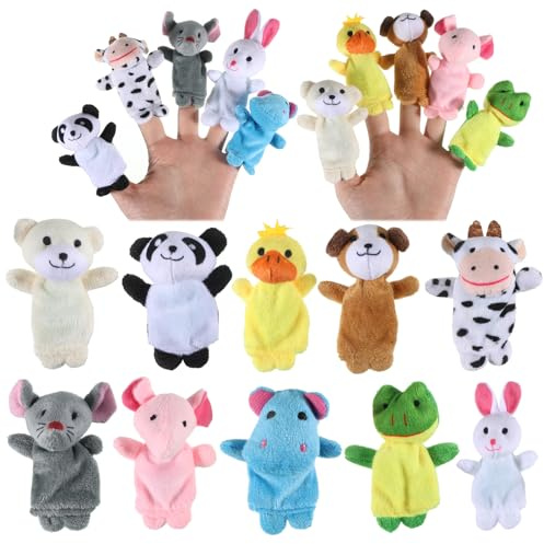 KFHENSOMR 10 Pcs Finger Puppets Set, Soft Velvet Plush Toys for Teacher