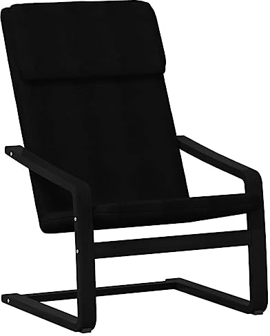Roanoer Poltrona relax imbottita in tessuto nero, con struttura in legno di betulla massiccio, comoda poltrona per soggiorno e salotto, moderna poltrona per TV, 59 x 82 x 98 cm
