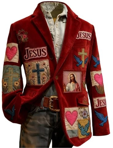 Genérico Blazer Hombre Pana Americana Hombre Chaqueta Traje Estampado Vintage Retro Casual Elegante con Solapa para Fiesta Eventos