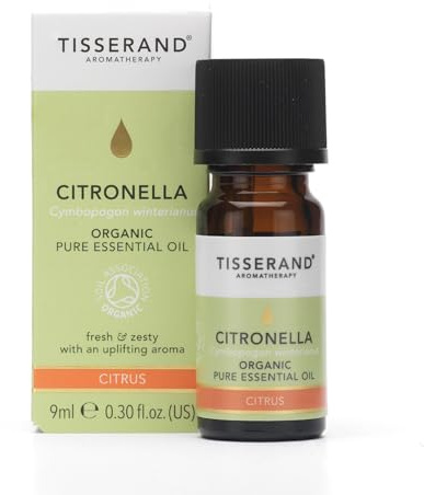 Tisserand Citronella Organic Essential Oil - 9ml | Fresh Citronella Aroma, 100% Natural Pure Essential Oils, Uncompromising Quality, Certified Vegan