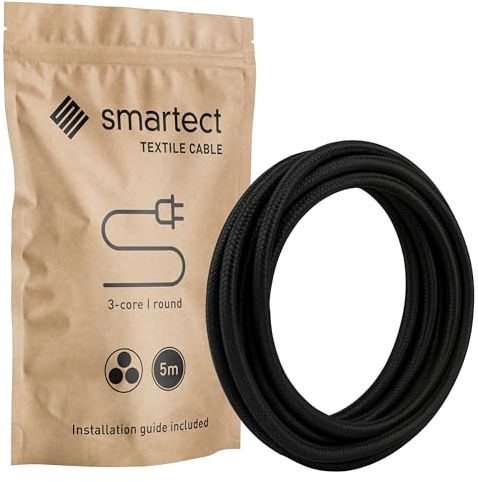 smartect Textilkabel 3-Adrig (3 x 0.75 mm²) Schwarz, 5 Meter