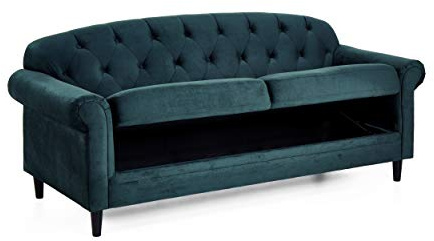 Atlantic Home Collection Sofa CARLA, mit Stauraumfunktion, Wellenunterfederung (NOSAG), Velourbezug in Samthaptik, Grün