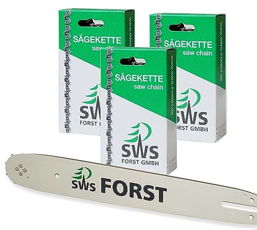 35cm SWS Forst GmbH Schwert Set mit 3 Sägeketten 3/8 50TG 1,3mm kompatibel mit Stihl MS170