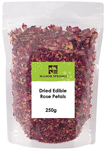 Dried Edible Rose Petals Premium Dried Flowers 250g Packaging May Vary by Manor Springs