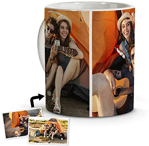 LolaPix Tazas personalizadas con foto. Tazas personalizadas. Tazas desayuno originales. Taza de cerámica. Regalos personalizados. Hasta 4 fotos. 2 FOTOS