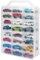 KISLANE Doppelseitige Aufbewahrungsbox für 46 Hot Wheels, Matchbox Autos, tragbare transparente Aufbewahrungsbox für Hot Wheels, Matchbox Autos mit 46 Fächern, nur Koffer (transparent)..