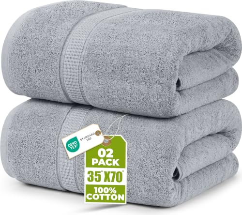 Utopia Towels Premium Bath Sheet 90 x 180 cm Cool Grey 2 Pack 100% Cotton | Extra Large Bath Sheet, Highly Absorbernt, Quick Dry, Super Soft, Hotel Quality Towel, Machine Washable