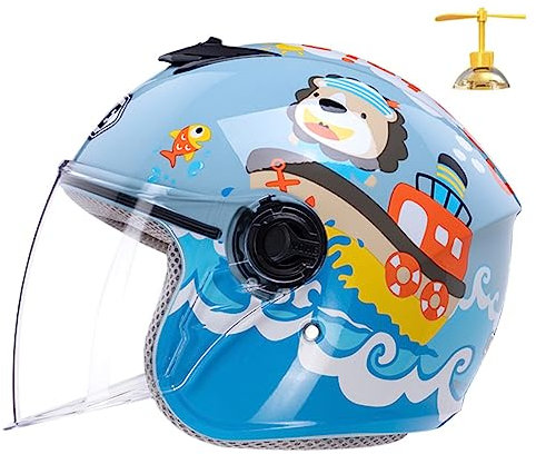 Niedlicher Kinder-Motorradhelm, 3/4-Motorradhelm, Sonnenblende, Straßenlaterne, Moped, ATV-Helm Für Jungen Und Mädchen Im Alter Von 3–12 Jahren B,48~56CM