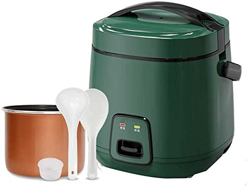 Olla arrocera con vaporera Olla arrocera verde retro Mini olla arrocera multifunción para cocinar sopa de gachas de carne, hogar, dormitorio, 1.8L