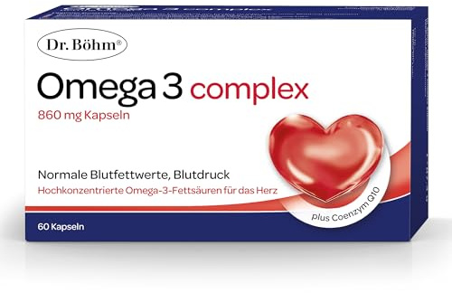Dr Böhm Omega-3 Kapseln Hochdosiert mit Fischöl, EPA DHA, 60 Kapseln
