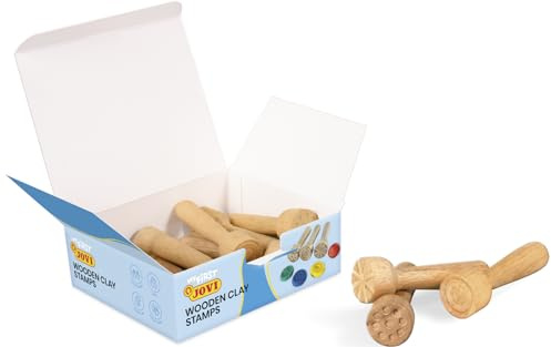 Jovi Baby plasticine - 12 trästämplar i 3 olika mönster modelleringsverktyg för barn från 12 månader (379/12WS)