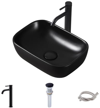 MAISINK Small Vessel Sink 14.5x10 Black Vessel Sinks for Bathrooms Bowl